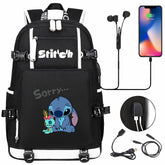 Lilo & Stitch Stitch Sorry #1 USB Charging Backpack School NoteBook Laptop Travel Bags